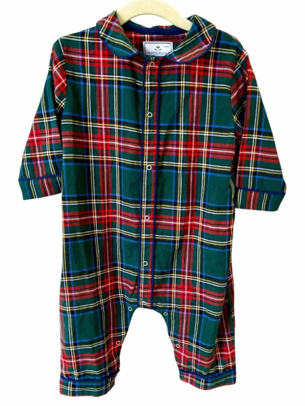 Petite Plume Brushed Twill Cambridge Romper in Kensington Tartan Size 12/18M